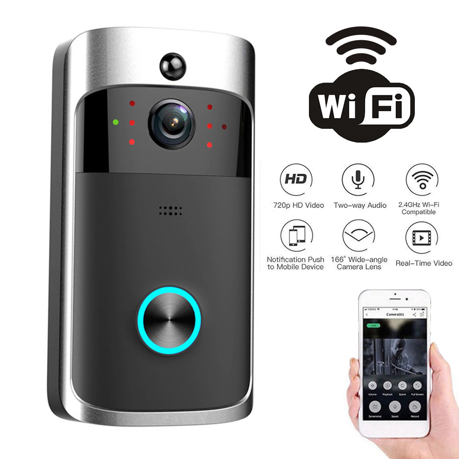Smart Doorbell Wired - Sonnette vidéo sans fil V5, wi-fi,