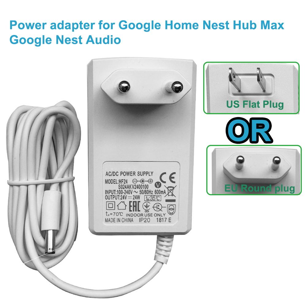 Google Speaker Nest Hub - Adaptateur d'alimentation 24V pour Google Home