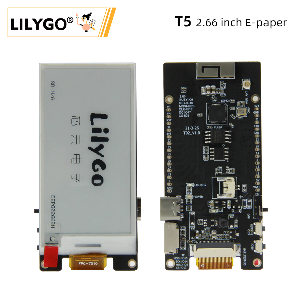 Home Automation Arduino - LILYGO® TTGO T5 2.66-Inch E-Paper –